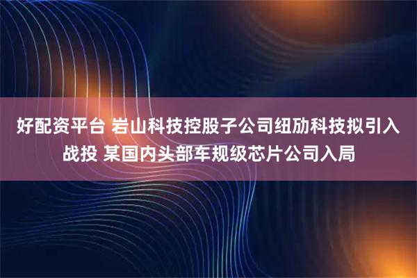 好配资平台 岩山科技控股子公司纽劢科技拟引入战投 某国内头部车规级芯片公司入局