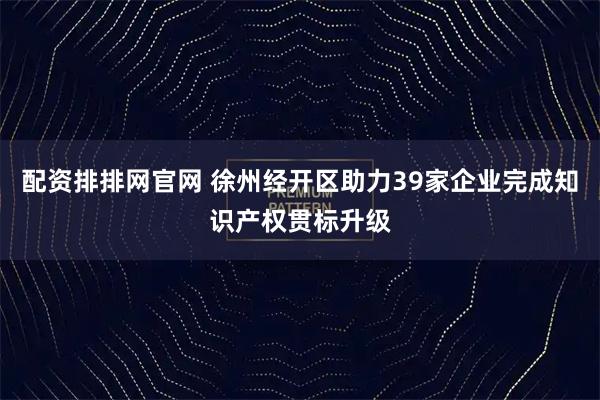 配资排排网官网 徐州经开区助力39家企业完成知识产权贯标升级